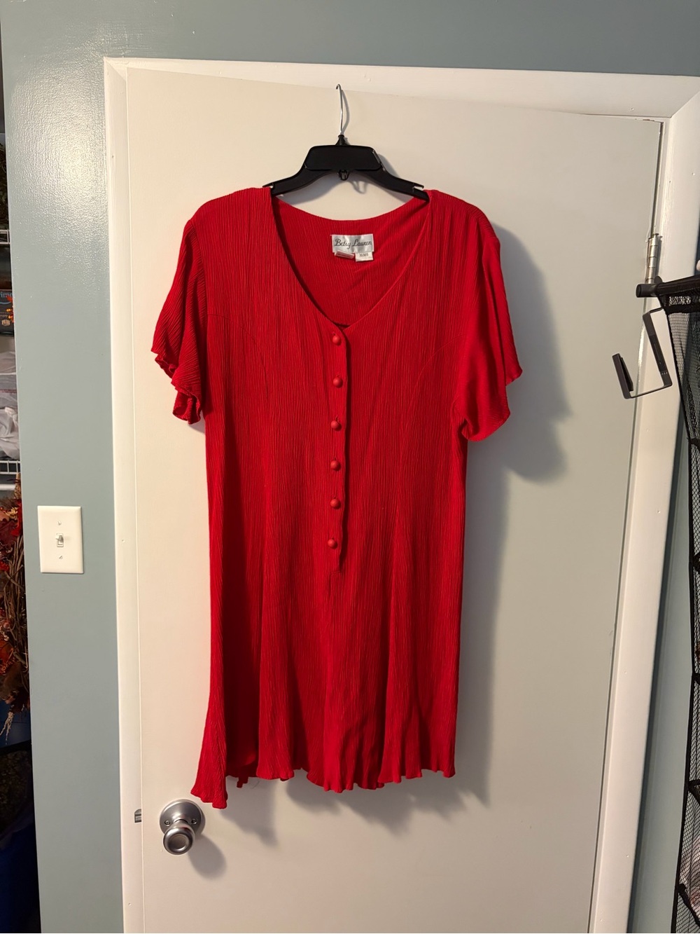 Women's Vintage Red Button-Front Short Sleeve Romper